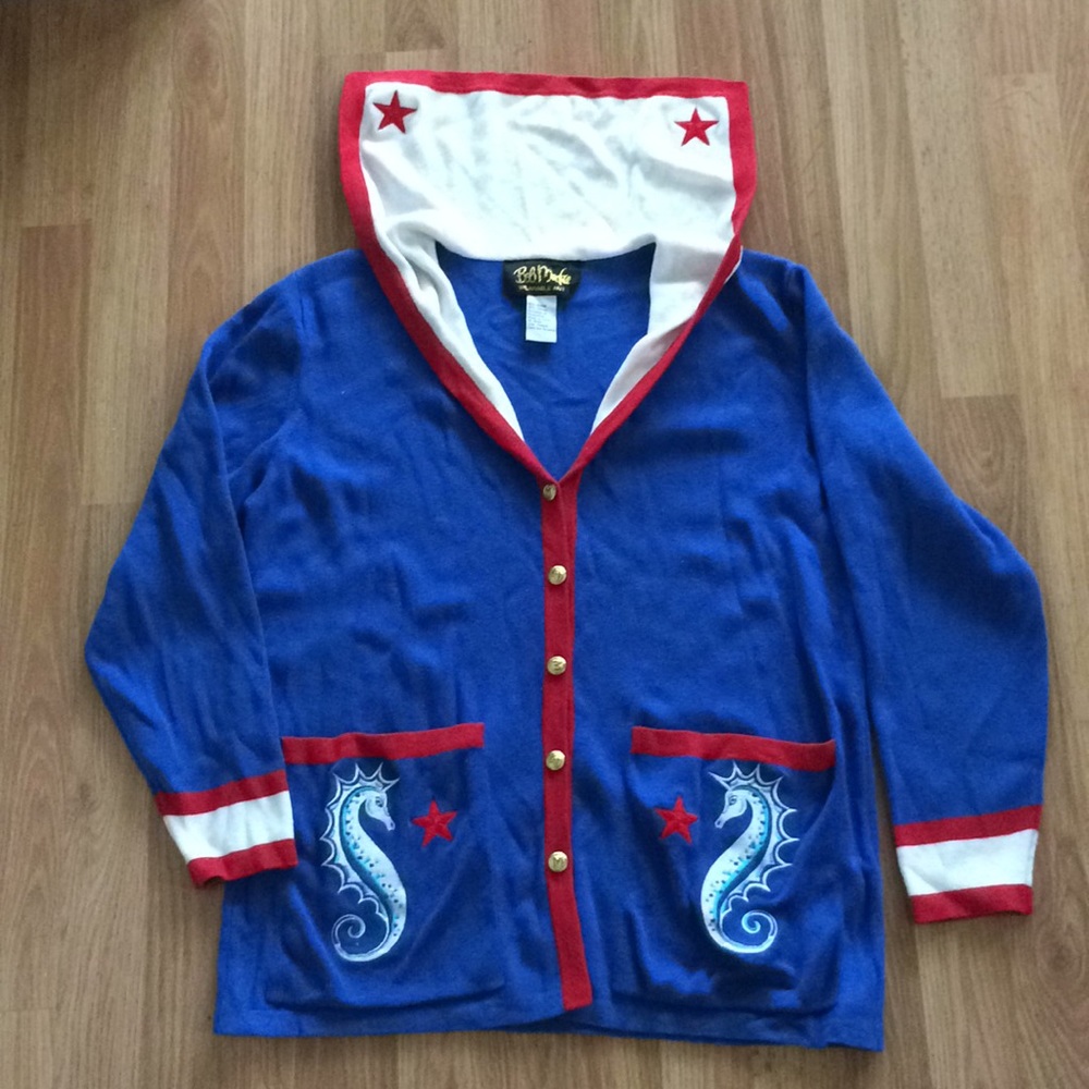 Bob Mackie Wearable Art sailor seahorse sweater